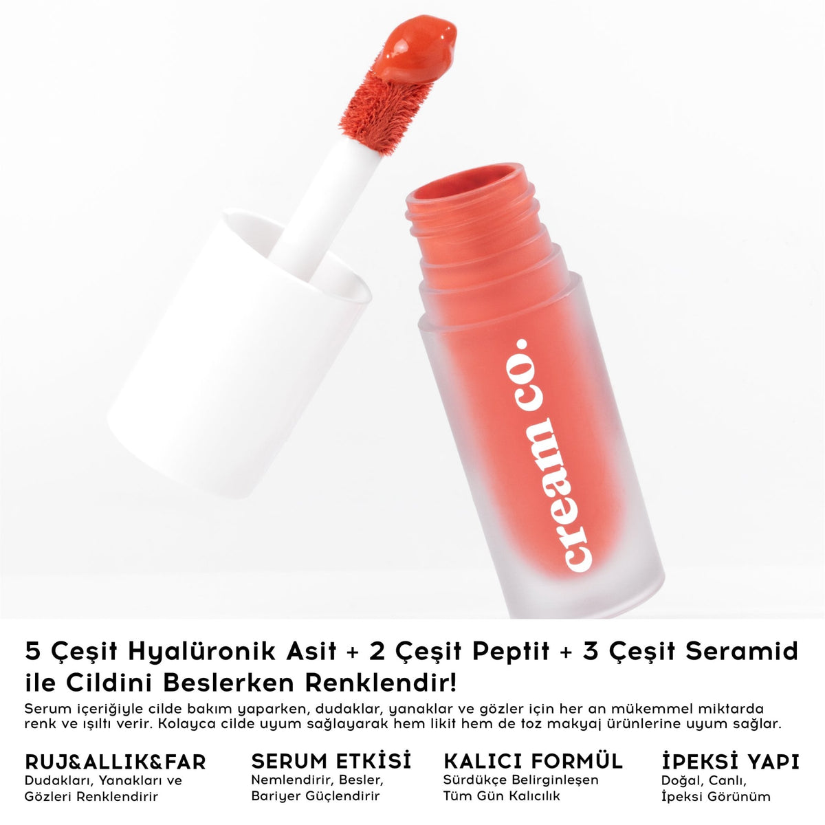 Cream Co. Glow Tint Warm Peach Allık Ruj Göz Farı Makyaj