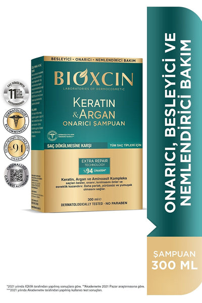 Bioxcin Keratin & Argan Onarıcı Şampuan 300 Ml - Yıpranmış Ve Hasar Görmüş Saçlar