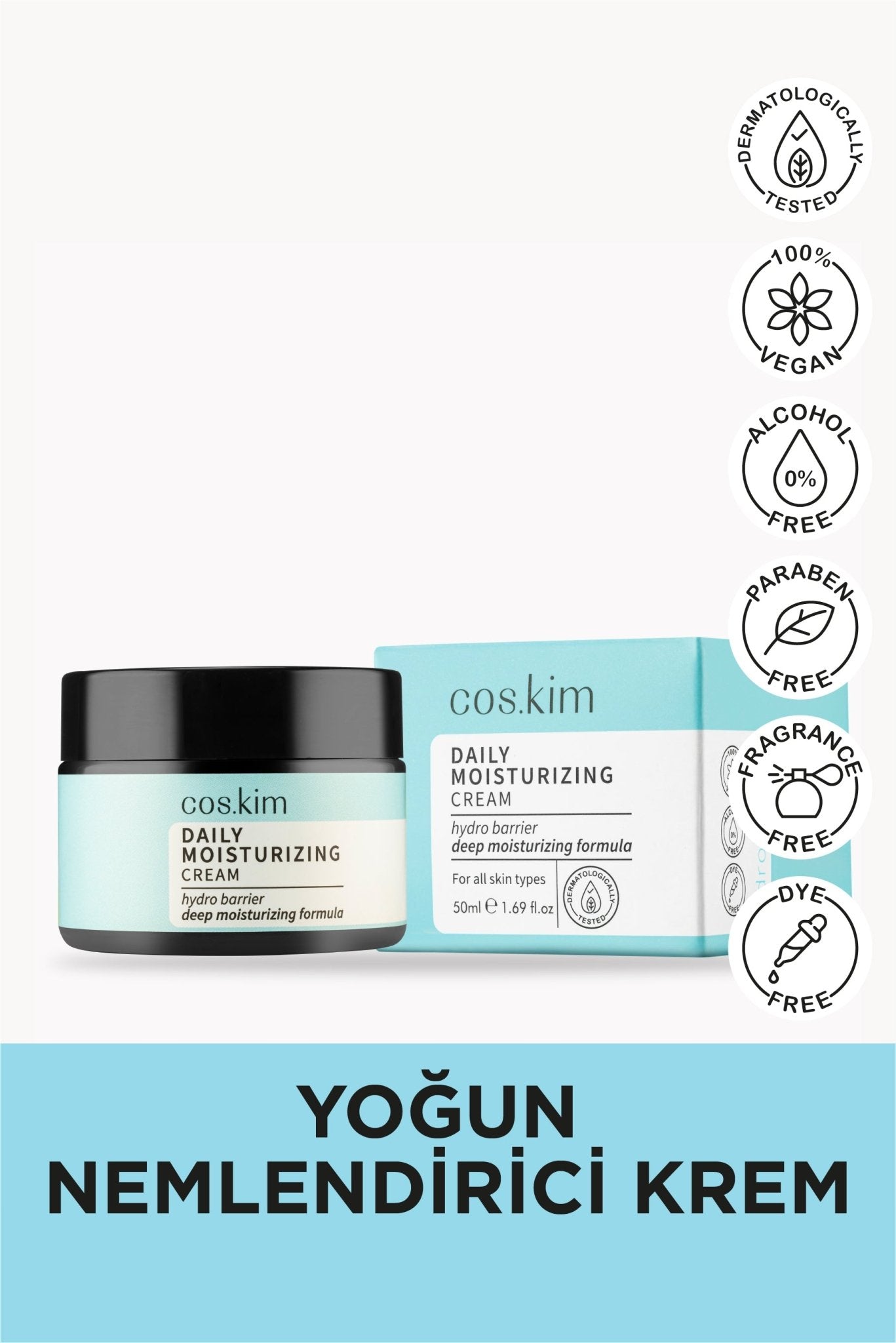 COS.KİM Coskim Yoğun Nemlendirici ve Bariyer Güçlendirici Günlük Bakım Kremi | Daily Moisturising Cream 50ml