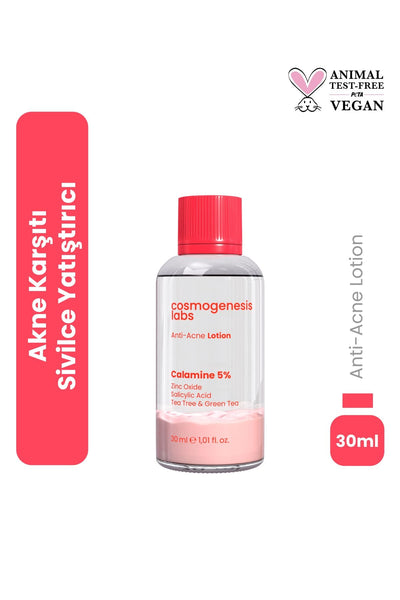 Cosmogenesis Labs Acne Önleyici Kurutucu Losyon 30ml – Yatıştırıcı Siyah Nokta Azaltıcı Vegan