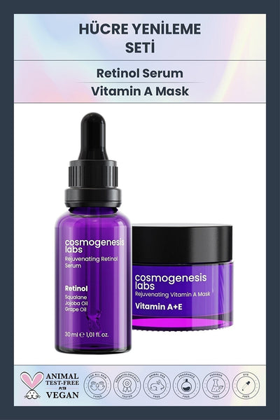 Cosmogenesis Labs Canlandırıcı Onarıcı Sıkılaştırıcı Retinol Serum 30ml + A Vitamini Maske 50ml Yaşlanma Karşıtı Set
