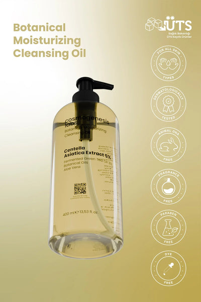 Cosmogenesis Labs Nemlendirici Cilt Ve Makyaj Temizleme Yağı 400ml Vegan Yatıştırıcı Sebum Dengeleyici (%5 CENTELLA)