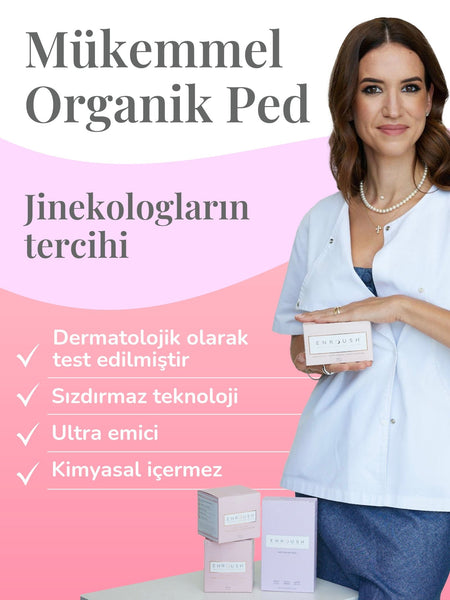 ENROUSH Organik Pamuklu Kanatlı Ped | Normal Ped 100% Organik Pamuklu- 12 Adet Normal