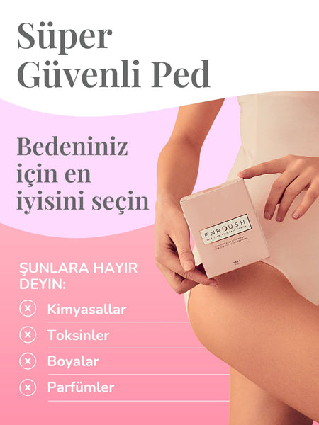 ENROUSH Organik Pamuklu Kanatlı Ped | Normal Ped 100% Organik Pamuklu- 12 Adet Normal
