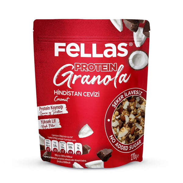 Fellas Granola - Hindistan Cevizi & Protein Bar Parçacıklı 270g