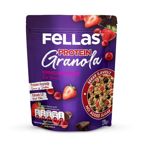 Fellas Granola - Kırmızı Meyveler & Protein Bar Parçacıklı 270g