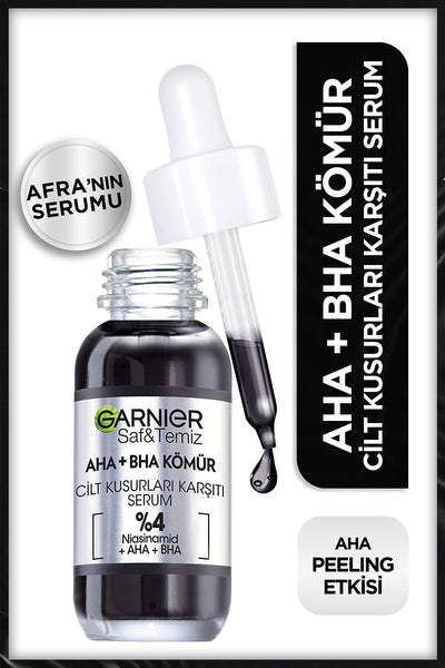 Garnier Aha Bha Cilt Kusurları Karşıtı Siyah Serum %4 Niacinamid Peeling Etkili Aha Bha 30ml