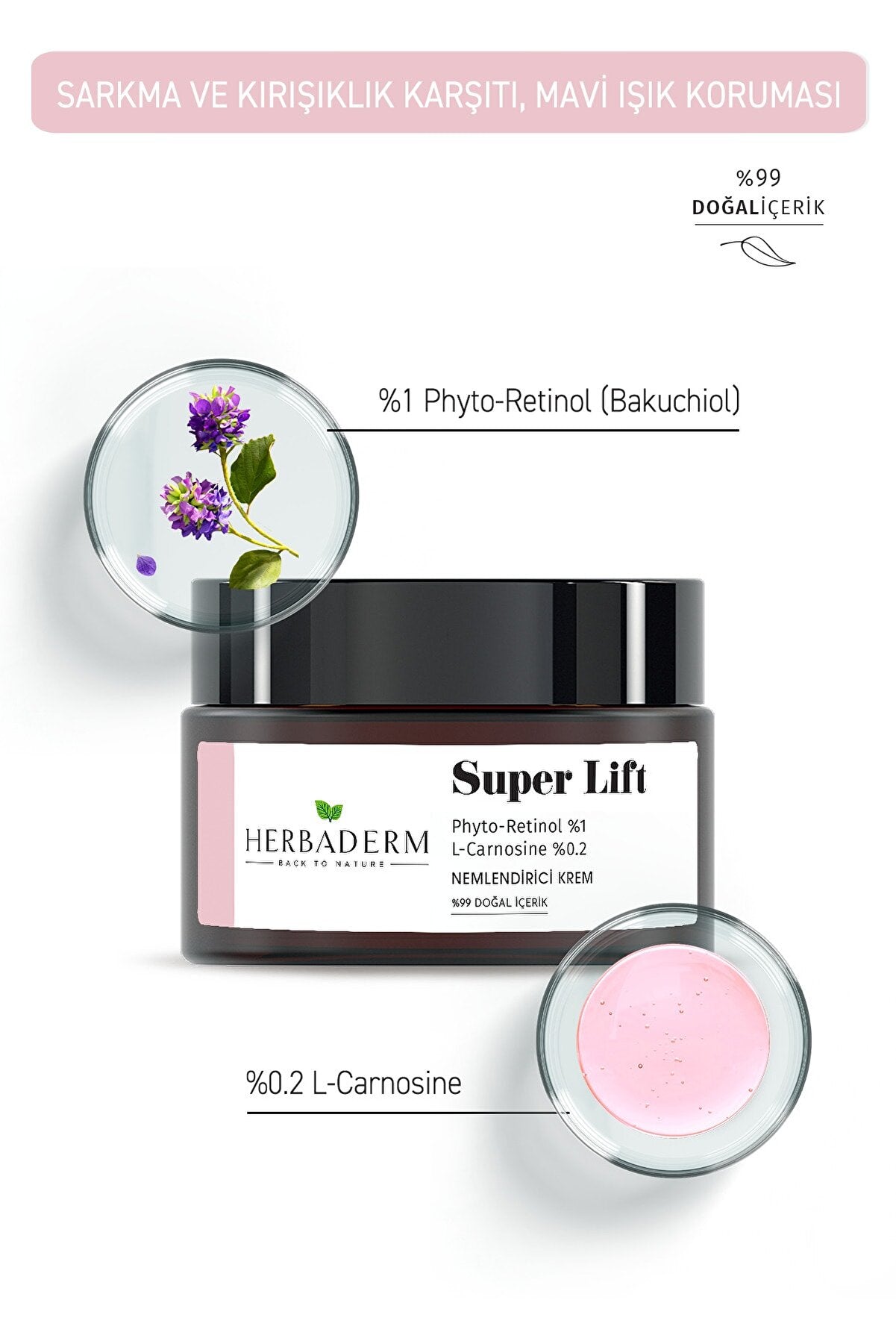 Herbaderm Super Lift - Leke Oluşumuna Karşı Mavi Işık Koruma Sağlayan Nemlendirici Krem 50 ml