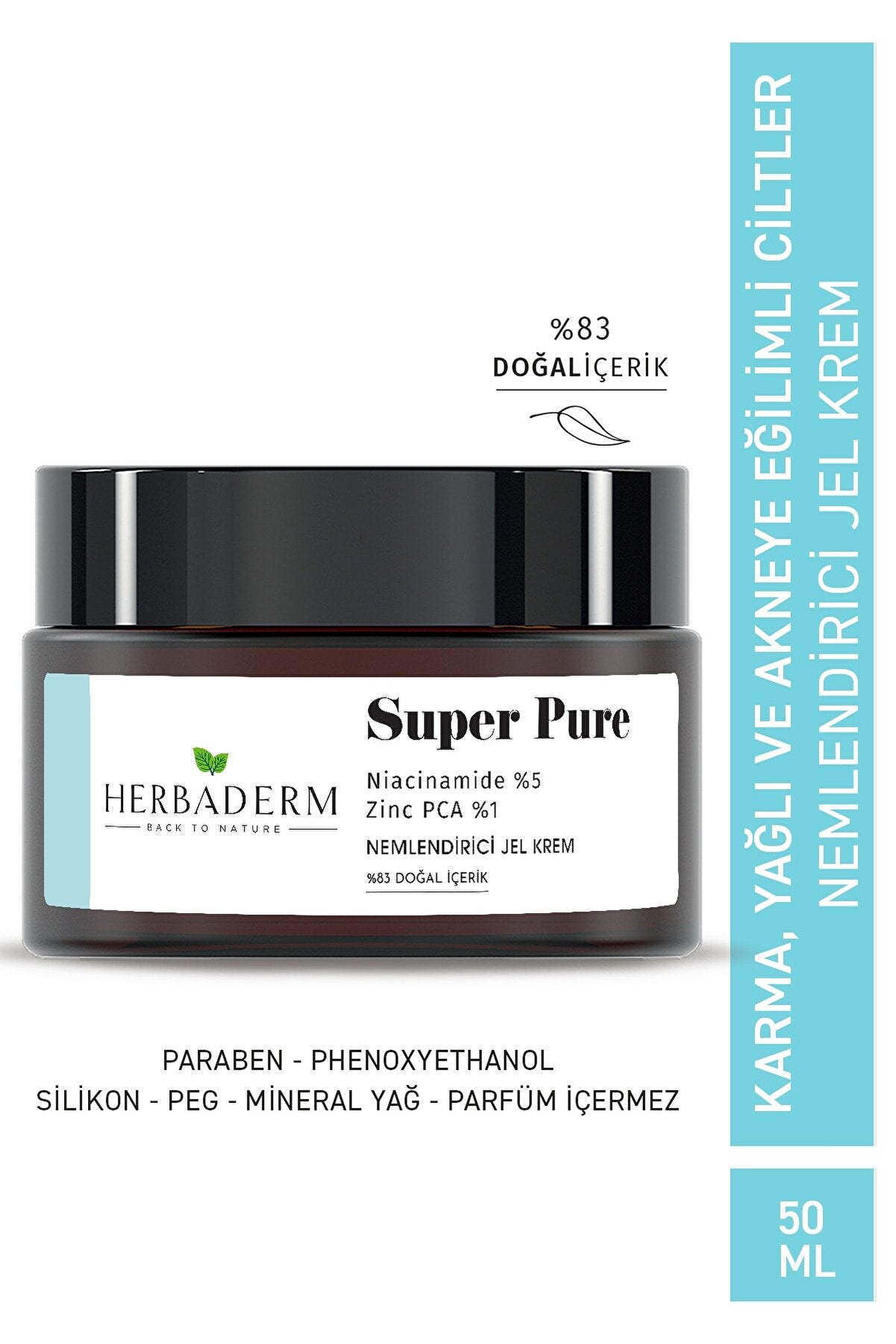 Herbaderm Super Pure - Gözenek Sıkılaştırıcı, Sivilce Ve Leke Karşıtı Nemlendirici Jel Krem 50 ml