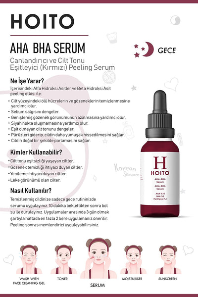 Hoito Aha Bha Serum 30ml - Aha%10 Bha %2 Niacinamide %2 Panthenol %1 Zinc Pca %1