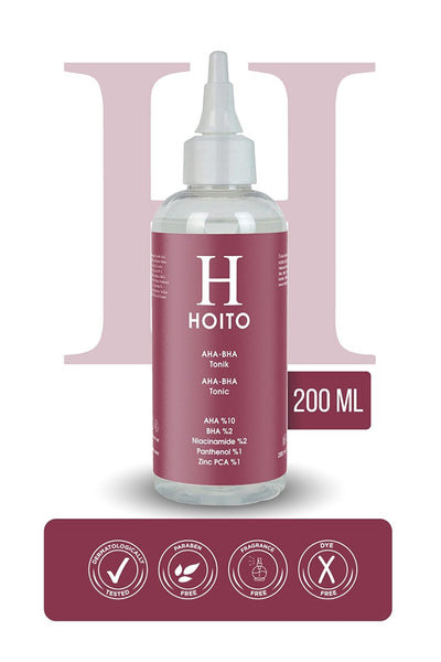 Hoito Aha Bha Tonik 200ml - Aha %10 Bha %2 Niacinamide %2 Panthenol %1 Zinc Pca %1