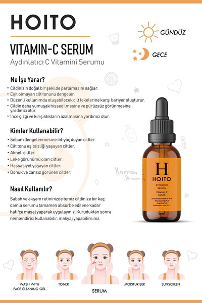 Hoito C Vitamini Serumu 30ml Liposomal Vitamin C %10 Niacinamide %8 Arginine %2 Ha %1,5