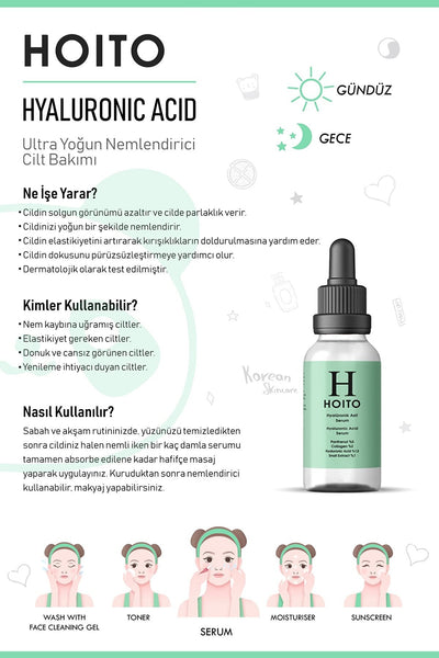 Hoito Hyalüronik Asit Serum 30ml - Panthenol %5 Collagen %2 Hyaluronic Acid %1,5 Snail Extract %1