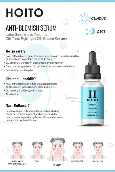 Hoito Leke Karşıtı Bakım Serumu 30ml - Niacinamide %8 Alpha-arbutin %2 Hyaluronik Acid %1,5