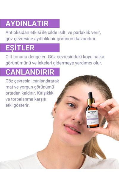 JUVERA Cosmeceuticals Aydınlatıcı Morluk Torbalanma Ve Kırışıklık Karşıtı Göz Çevresi Serumu 30ml
