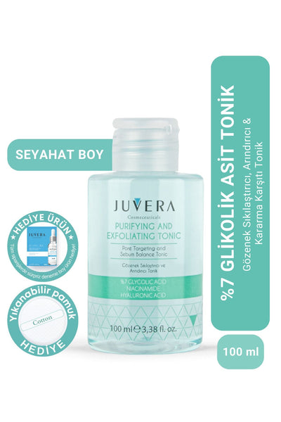JUVERA Cosmeceuticals Glikolik Asit Içerikli Gözenek Sıkılaştırıcı Arındırıcı Ve Kararma Karşıtı Tonik 100ml