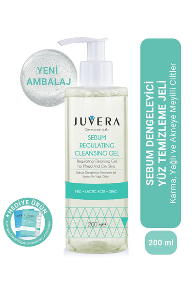 JUVERA Cosmeceuticals Siyah Nokta Karşıtı Karma Ve Yağlı Ciltler Için Yıkama Jeli - Sebum Regulating Gel 200ml