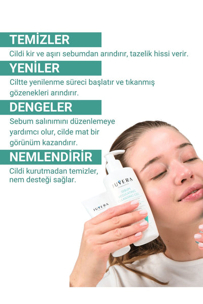 JUVERA Cosmeceuticals Siyah Nokta Ve Karşıtı Karma Ve Yağlı Ciltler Için Yıkama Jeli - Sebum Regulating Gel 400ml