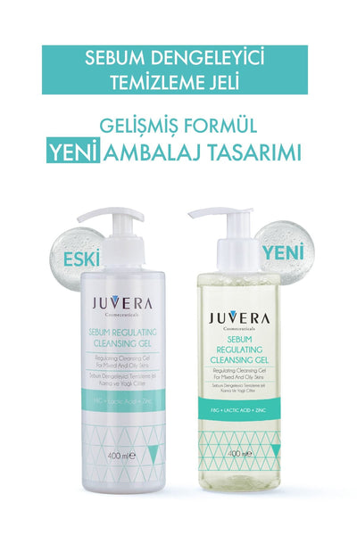 JUVERA Cosmeceuticals Siyah Nokta Ve Karşıtı Karma Ve Yağlı Ciltler Için Yıkama Jeli - Sebum Regulating Gel 400ml