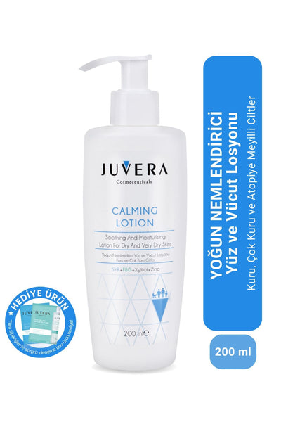 JUVERA Cosmeceuticals Yoğun Nemlendirici Yüz Vücut Losyonu - Kuru Ve Atopik Ciltler - Calming Lotion 200 Ml