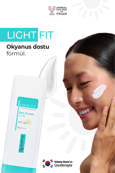 K-Lotus Beauty Light Fit Yüz ve Vücut SPF 50+ Nemlendirici Güneş Kremi PA++++ 50 ml