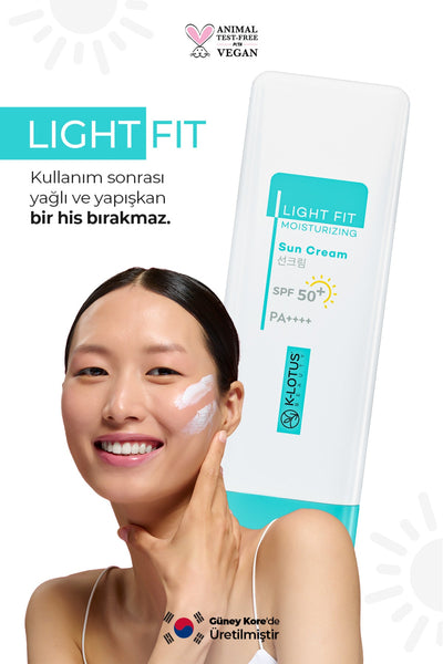 K-Lotus Beauty Light Fit Yüz ve Vücut SPF 50+ Nemlendirici Güneş Kremi PA++++ 50 ml