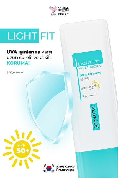 K-Lotus Beauty Light Fit Yüz ve Vücut SPF 50+ Nemlendirici Güneş Kremi PA++++ 50 ml