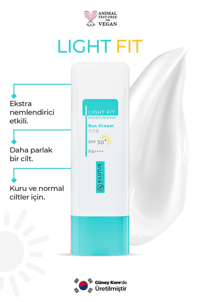K-Lotus Beauty Light Fit Yüz ve Vücut SPF 50+ Nemlendirici Güneş Kremi PA++++ 50 ml SKT İndirimi