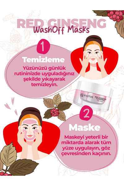 K-Lotus Kırmızı Ginseng Özlü Temizleyici Besleyici Kil Maskesi 30ml