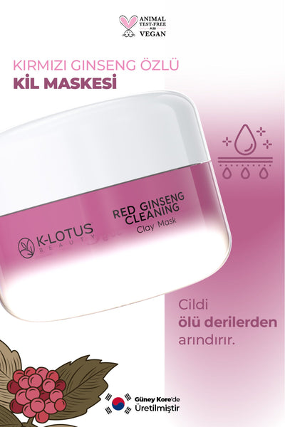 K-Lotus Kırmızı Ginseng Özlü Temizleyici Besleyici Kil Maskesi 30ml