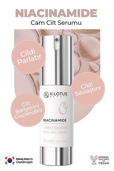 K-Lotus Sıkılaştırıcı ve Cilt Bariyerini Güçlendirici Niacinamide Cam Cilt Serumu 30 ml