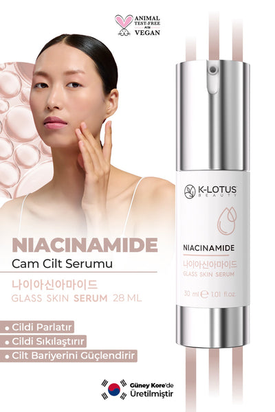 K-Lotus Sıkılaştırıcı ve Cilt Bariyerini Güçlendirici Niacinamide Cam Cilt Serumu 30 ml