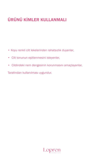 Lopren Leke Karşıtı, Beyazlatıcı Etkili Multi Formül Cilt Bakım Serumu 30 ml