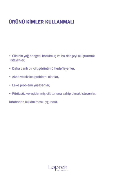 Lopren Sebum Dengeleyici Niacinamide Hyalüronik Asit Panthenol Multi Cilt Bakım Serumu 30 ml