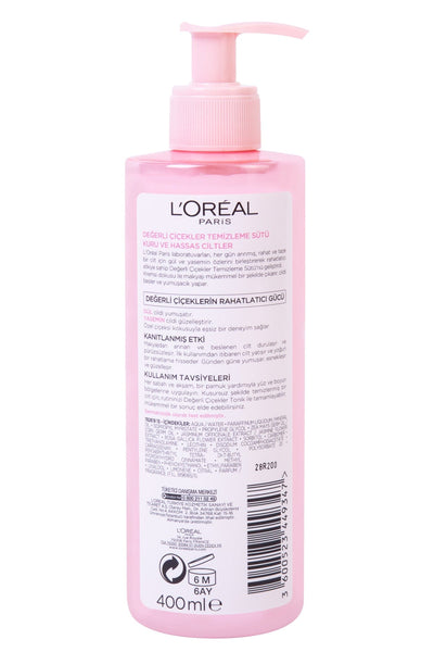 L'Oréal Paris Değerli Çiçekler Temizleme Sütü Kuru Ve Hassas Ciltler
