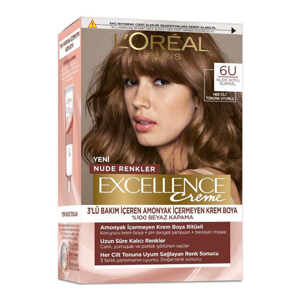 L'Oréal Paris Excellence Creme Nude Renkler Saç Boyası 6U Nude Koyu Kumral