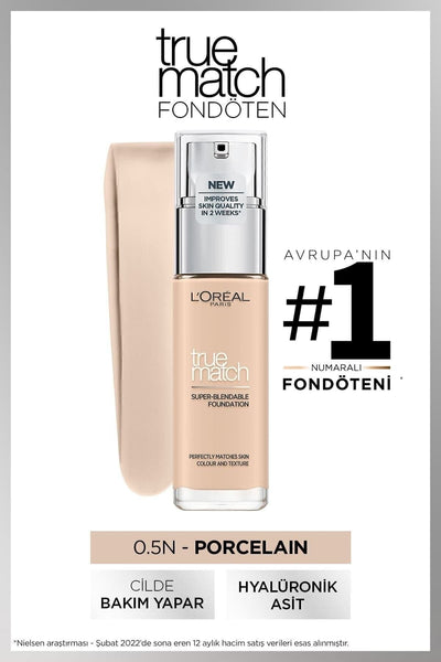 L'Oreal Paris True Match Bakım Yapan Fondöten 0.5N Porcelain