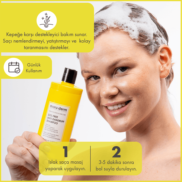MaruDerm Kepeğe Karşı Etkili Sülfatız Şampuan 400 ML | Normal/Yağlı Saçlar | Sülfatsız,Tuzsuz,Vegan Şampuan