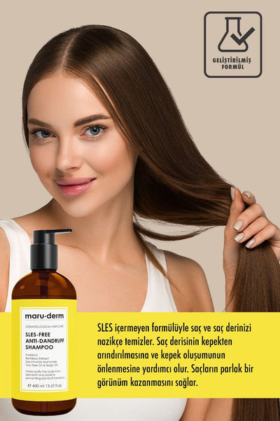MaruDerm Kepeğe Karşı Etkili Sülfatız Şampuan 400 ML | Normal/Yağlı Saçlar | Sülfatsız,Tuzsuz,Vegan Şampuan