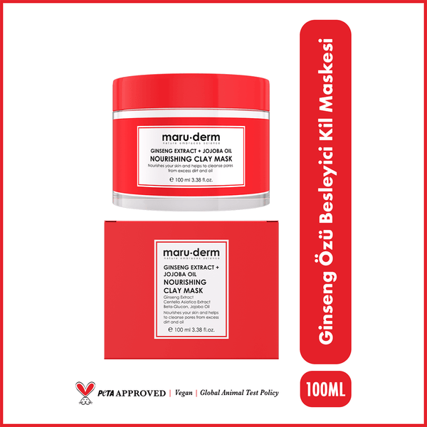 MaruDerm Kil Maskesi | Ginseng Özü + Jojoba Yağı Besleyici Kil Maskesi 100 ML | Tüm Cilt Tipleri | Vegan