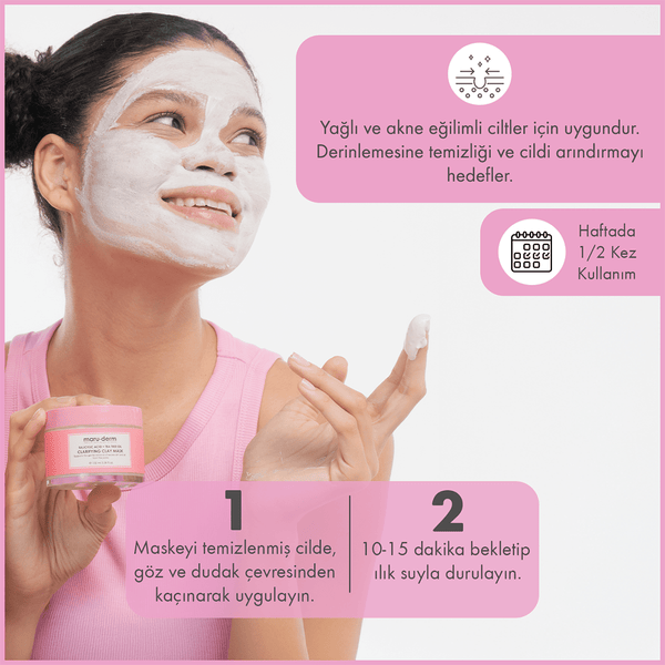 MaruDerm Kil Maskesi | Salisilik Asit + Çay Ağacı Yağı Kil Maskesi 100 ML | Siyah Nokta / Gözenek | Vegan