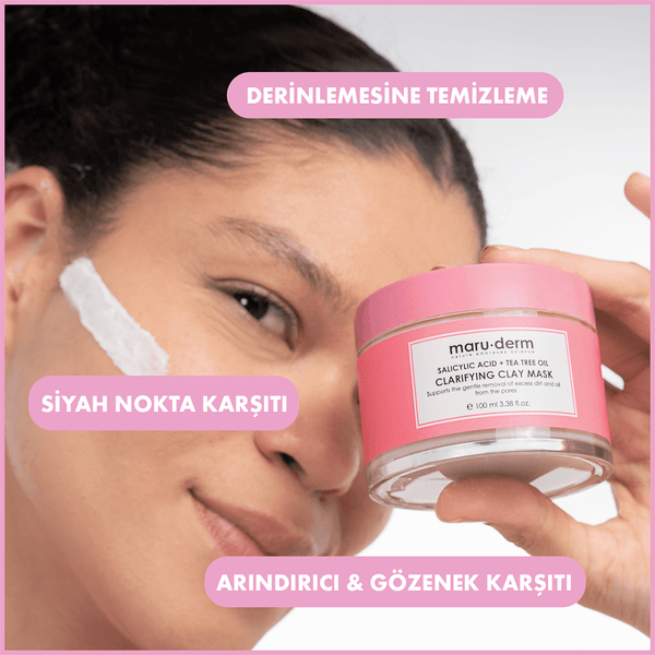 MaruDerm Kil Maskesi | Salisilik Asit + Çay Ağacı Yağı Kil Maskesi 100 ML | Siyah Nokta / Gözenek | Vegan