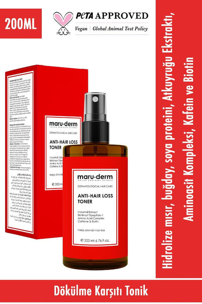 MaruDerm Saç Tonik | Biotin & Kafein Dökülme Karşıtı Saç Toniği Sağlıklı Uzamaya Yardımcı 200 ML | Vegan