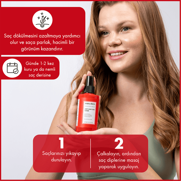 MaruDerm Saç Tonik | Biotin & Kafein Dökülme Karşıtı Saç Toniği Sağlıklı Uzamaya Yardımcı 200 ML | Vegan