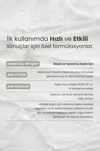 Matsu Boyalı ve Hasar Görmüş Saçlar için Yoğun Onarıcı Intensive Repair Saç Bakım Maskesi 350 ml