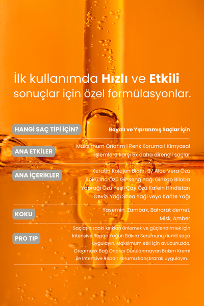 Matsu Boyalı ve Hasar Görmüş Saçlar için Yoğun Onarıcı Intensive Repair Saç Bakım Serumu 50 ml