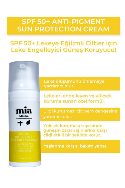 Mia Klinika 50 Spf , Kırışıklık Ve Leke Karşıtı Anti-pigment Yüz Güneş Kremi 50ml