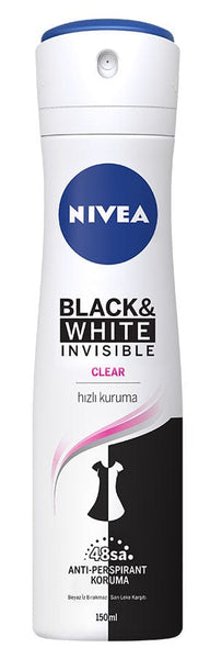 Nivea Black & White Invisible Clear Kadın Sprey Deodorant 150Ml