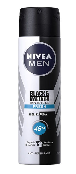 Nivea Men Black & White Invisible Fresh Erkek Sprey Deodorant 150 Ml
