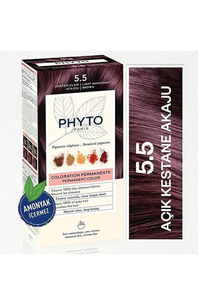 Phyto Color 5.5 Açık Kestane Akaju Amonyak Ve Slikon Içermez Bitkisel Saç Boyası
